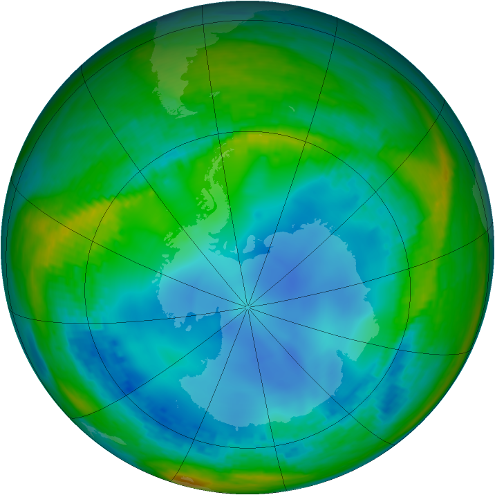 Antarctic ozone map for 24 July 2003